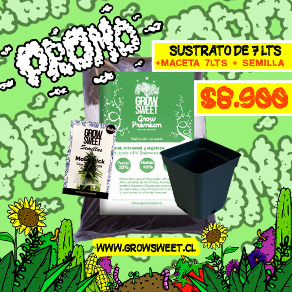 Sustrato Grow Premium 7 Litros + Maceta de 7 lts.+ Semilla de Regalo